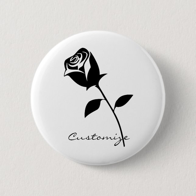 Black Rose Valentine Flower Thunder_Cove Button (Front)
