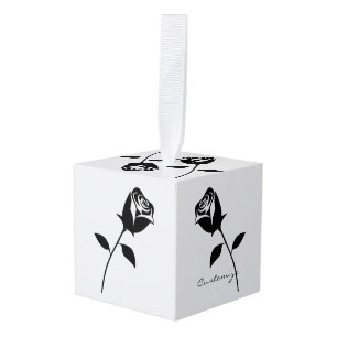 Black Rose Valentine Flower Thunder_Cove Cube Ornament