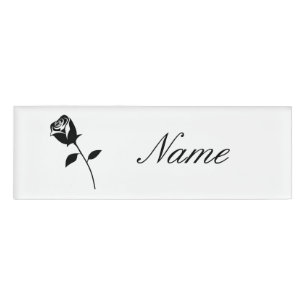 Black Rose Valentine Flower Thunder_Cove Name Tag