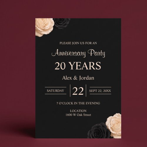 Black Rose Wedding Anniversary Invitation