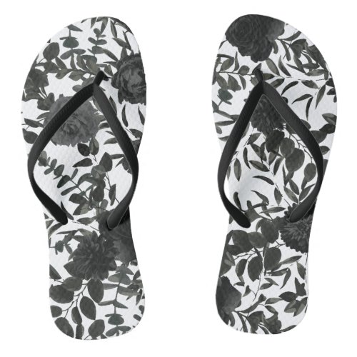 Black Rose Wedding Gothic Flip Flops