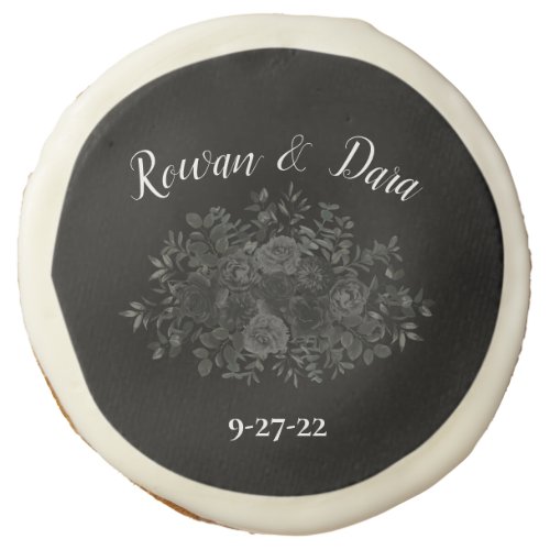 Black Rose Wedding Gothic Sugar Cookie