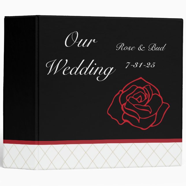 Black Rose Wedding Photo Album Binder (Front/Spine)