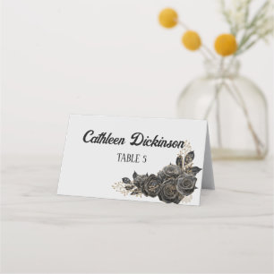 Black Rose Wedding Place Cards