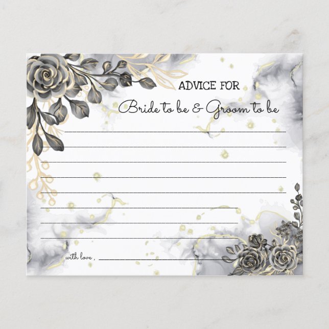 Black Roses Advice for Couple Bridal Shower Card Flyer (Front)
