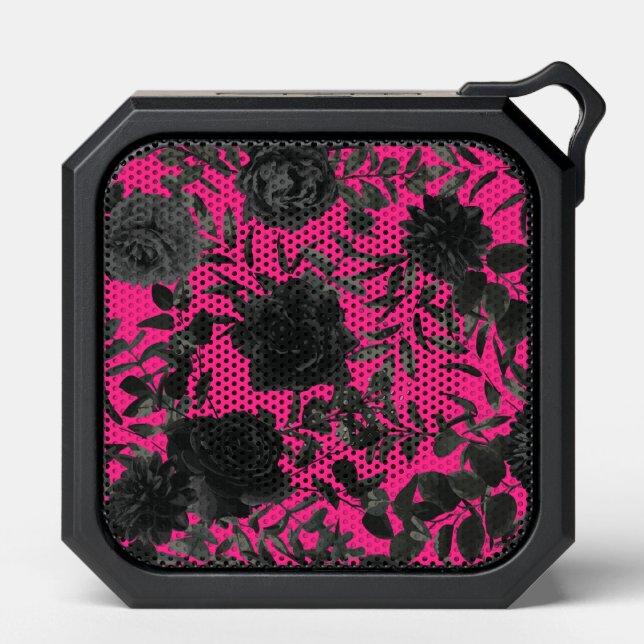 Black Roses Bright Pink Gothic Bluetooth Speaker (Front)