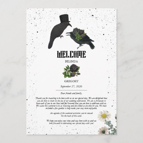 Black Roses Crows Wedding Itinerary Program