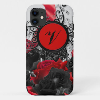 Black Roses Custom Monogram iPhone 11 Case