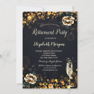 Black Roses Dots Retirement Invitation