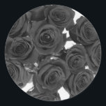 Black Roses Elegant Romantic Wedding Classic Round Sticker<br><div class="desc">Customize with any text. Matching items are available.</div>