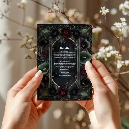 Black Roses Floral Gothic Halloween Wedding Enclosure Card