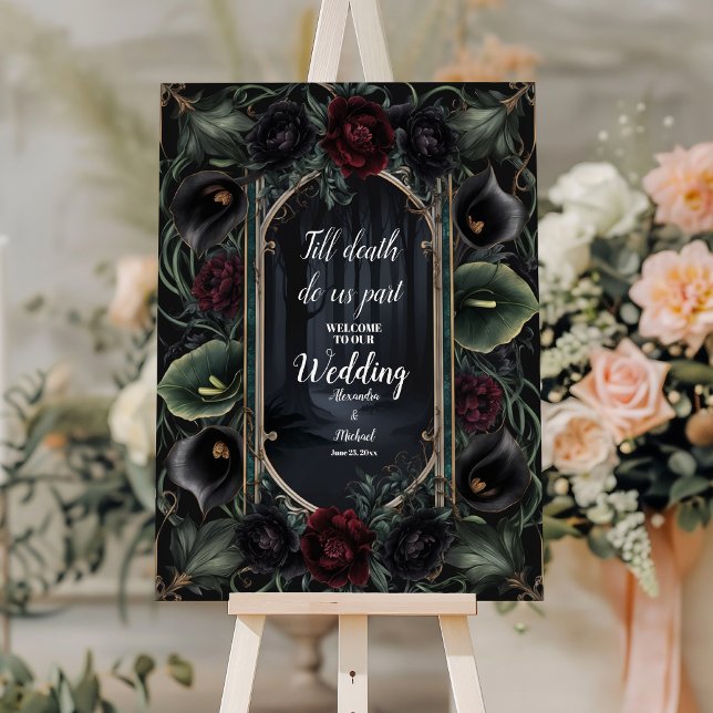 Black Roses Floral Gothic Halloween Wedding Foam Board (Creator Uploaded)