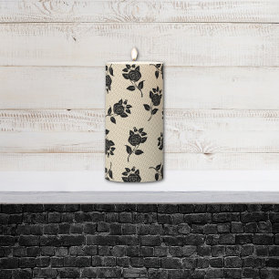 Black Roses Floral Pillar Candle