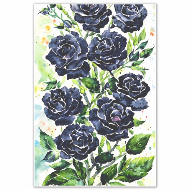 Black Roses Flowers Goth Art Watercolor Painting   Sticker (Front)