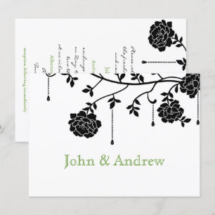 Black Roses Gay Wedding Invitation