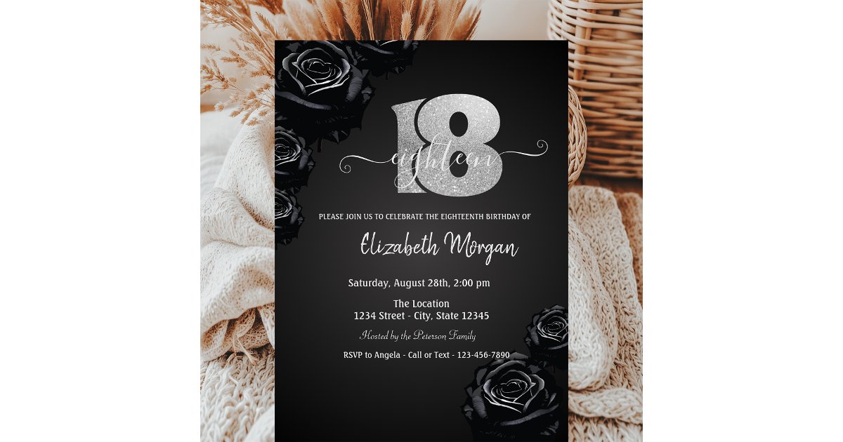 Black Roses Gothic 18th Birthday Invitation | Zazzle