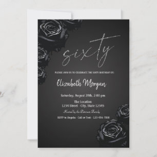 Black Roses Gothic 60th Birthday Invitation