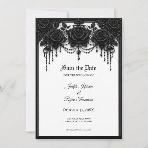 Black Roses Gothic Save the date invitation