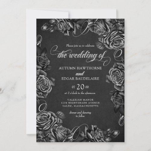 Black Roses Gothic Wedding Invitation