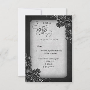 Black Roses Gothic Wedding RSVP Card