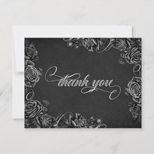 Black Roses Gothic Wedding Thank You Card