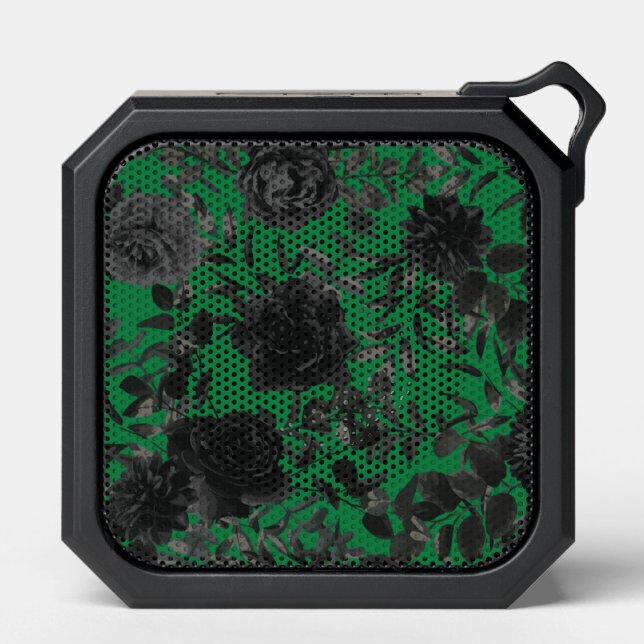 Black Roses Green Gothic Bluetooth Speaker (Front)