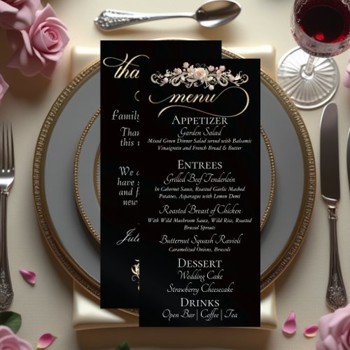 Black - Roses, Heart & Thank You Menu
