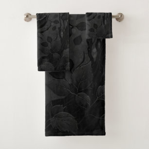 Black Roses Motif 2 Bath Towel Set