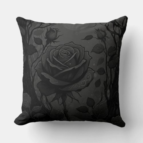 Black Roses Motif 2 Throw Pillow