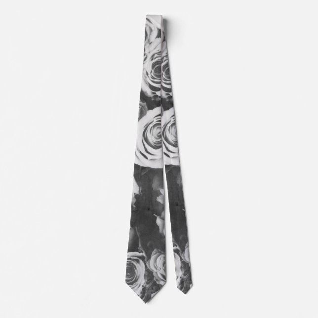 Black roses neck tie (Front)