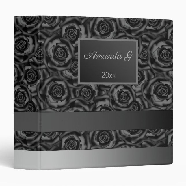 Black roses, photo album, mourning . memorable , m 3 ring binder (Front/Spine)