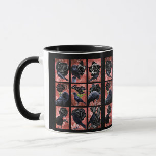 Black roses ravens and crows gothic art collage mug
