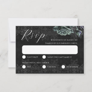 Black Roses Romantic Victorian Gothic RSVP card