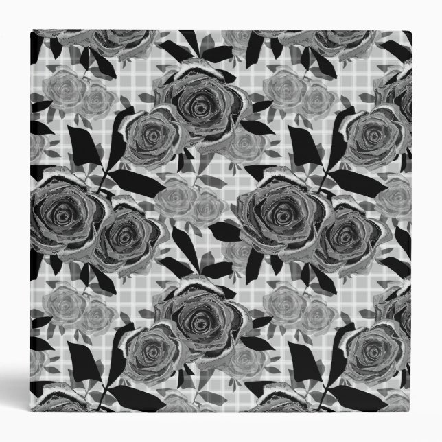 Black roses, roses, black and gray   3 ring binder (Front)