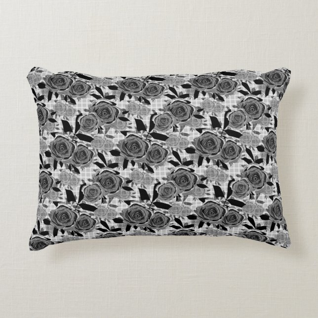 Black roses, roses, black and gray   accent pillow (Front)
