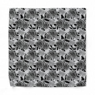 Black roses, roses, black and gray bandana