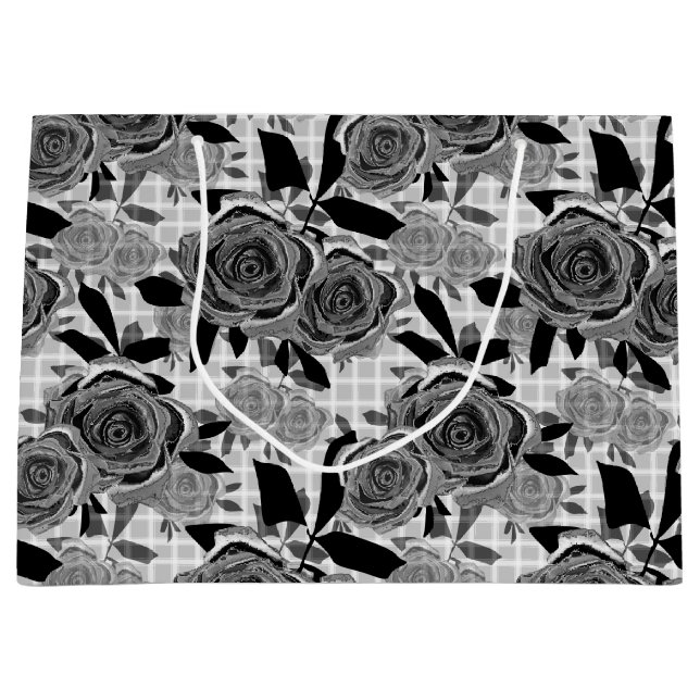 Black roses, roses, black and gray    large gift bag (Front)