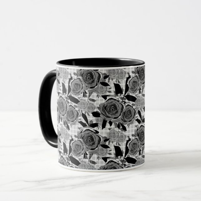Black roses, roses, black and gray   mug (Front Left)