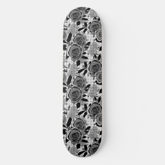 Black roses, roses, black and gray   skateboard (Front)