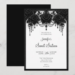 Black Roses Sweet 16 Birthdy Invitation