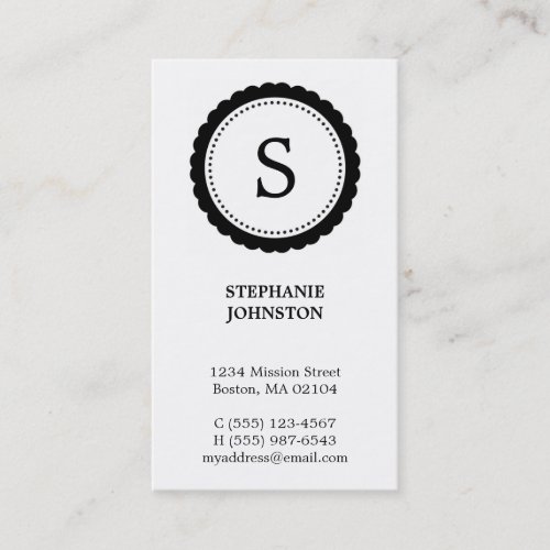 Black rosette monogram elegant personal calling business card