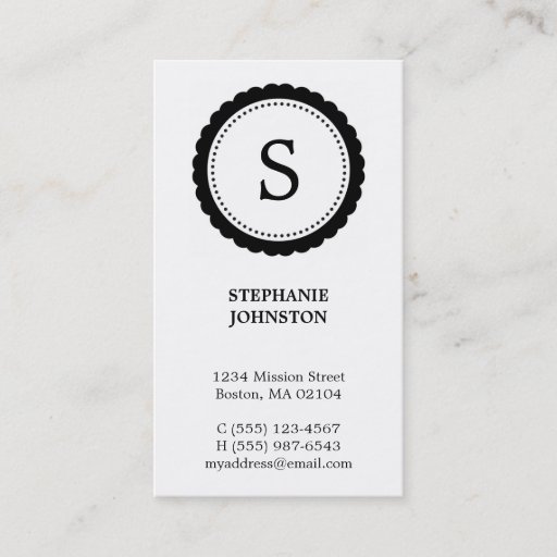 Customizable Black rosette monogram elegant personal calling business card