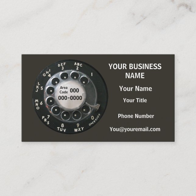 Black Rotary Phone Dial  Business Card (Front)