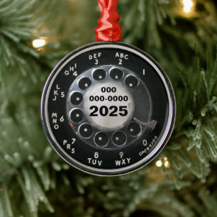 Black Rotary Phone Dial Ornament