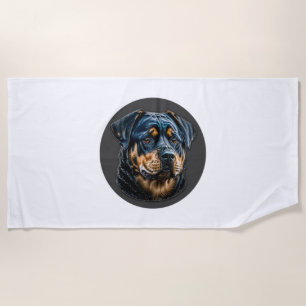 Black Rottweiler Beach Towel