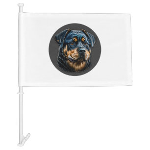 Black Rottweiler Car Flag