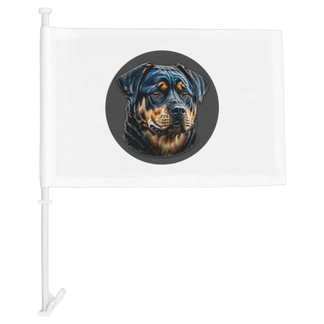 Black Rottweiler Car Flag (Front)