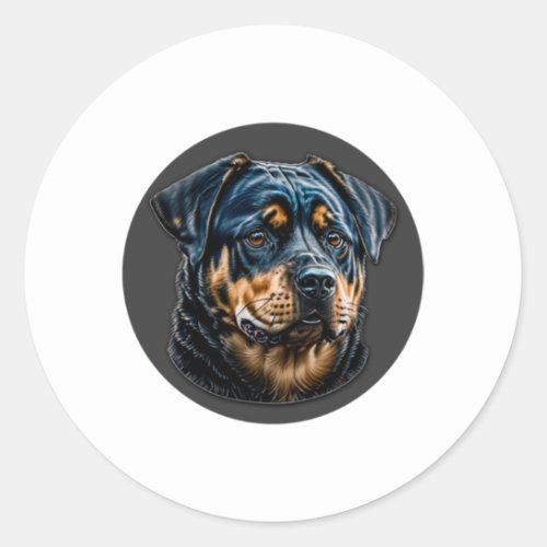 Black Rottweiler Classic Round Sticker