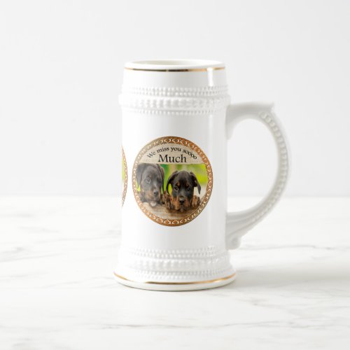 Black Rottweiler cute puppy dogs with sad faces Beer Stein