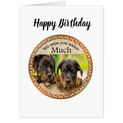 Black Rottweiler cute puppy dogs with sad faces Card